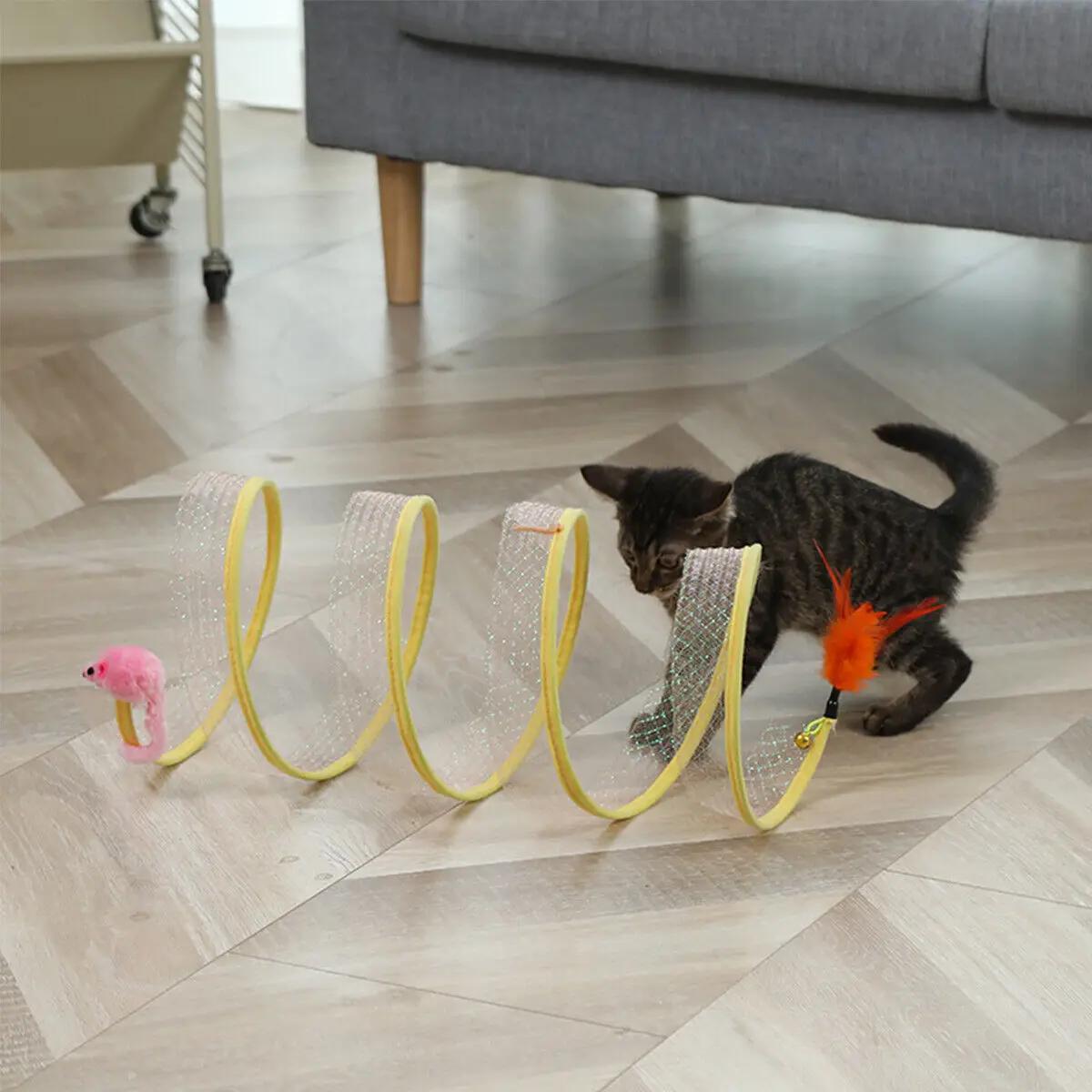 Tunnel Pliant de Type S pour Chat, Jouet de Printemps, Souris, Ikand Froissé, Extérieur, Chaton, Ani
