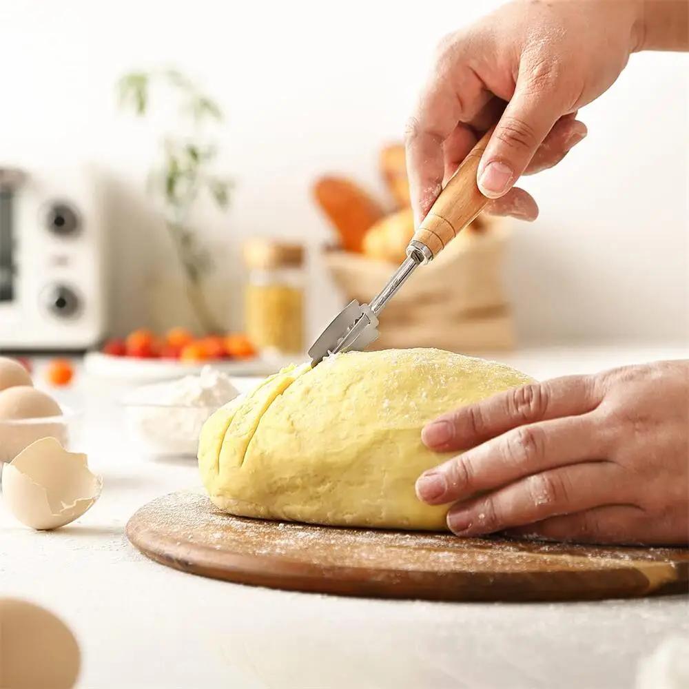 Manche en bois pour pain au levain, outil de coupe du pain à crête avec 5 lames, couteau de marquage