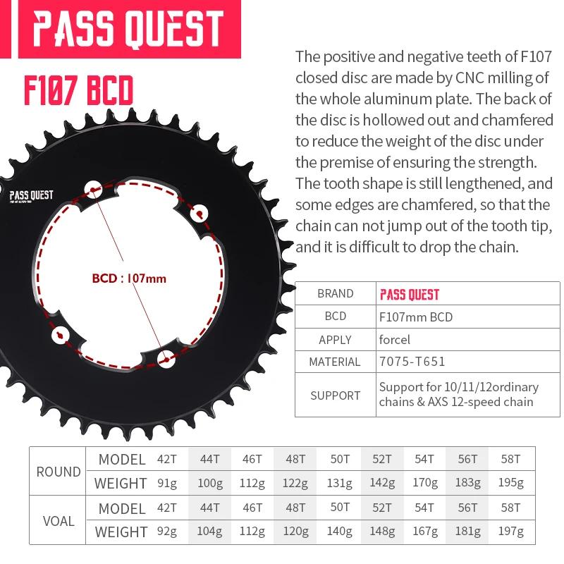 PASS QUEST Pignon AXS pour S233 Force Aero, plateau de vélo, disque fermé, roue à chaîne noire, dent