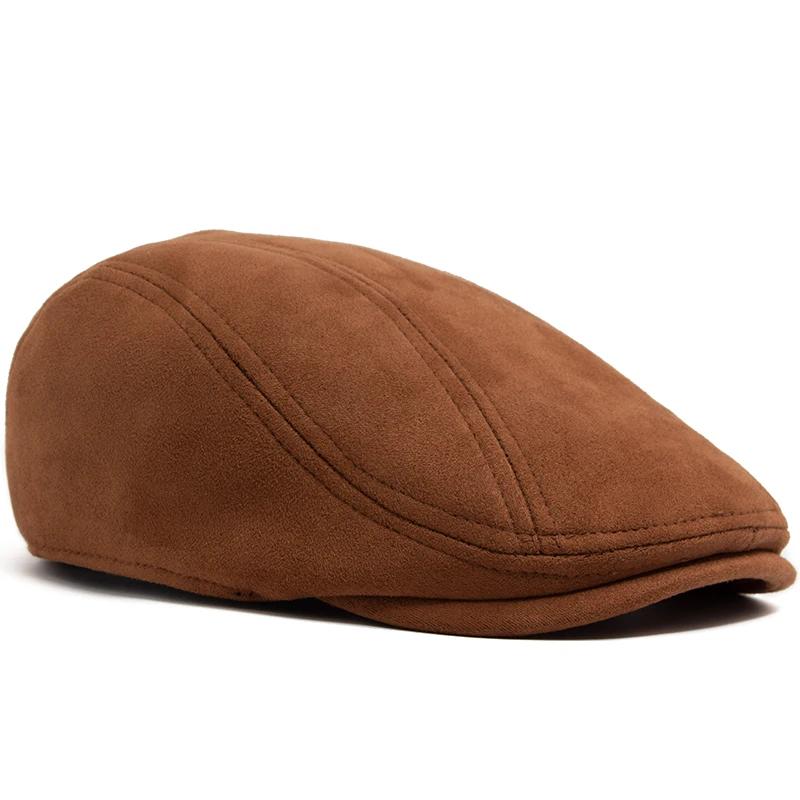 Béret en daim pour hommes et femmes, mode Vintage, chapeau de journal, casquette à visière plate déc