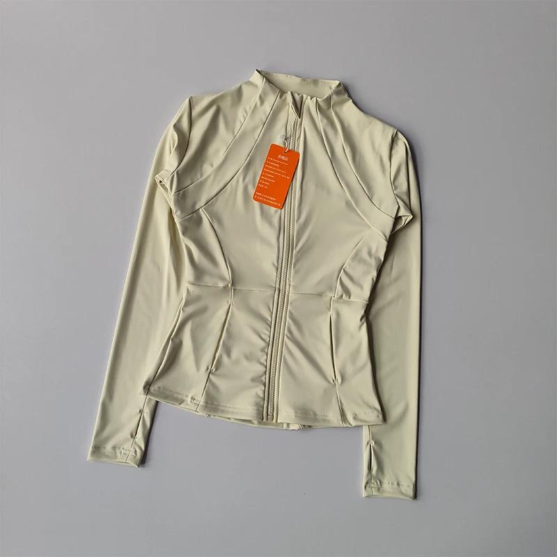 Veste de sport pour femmes, fermeture éclair, Fitness, Yoga, chemise d'entraînement, manteaux de cou