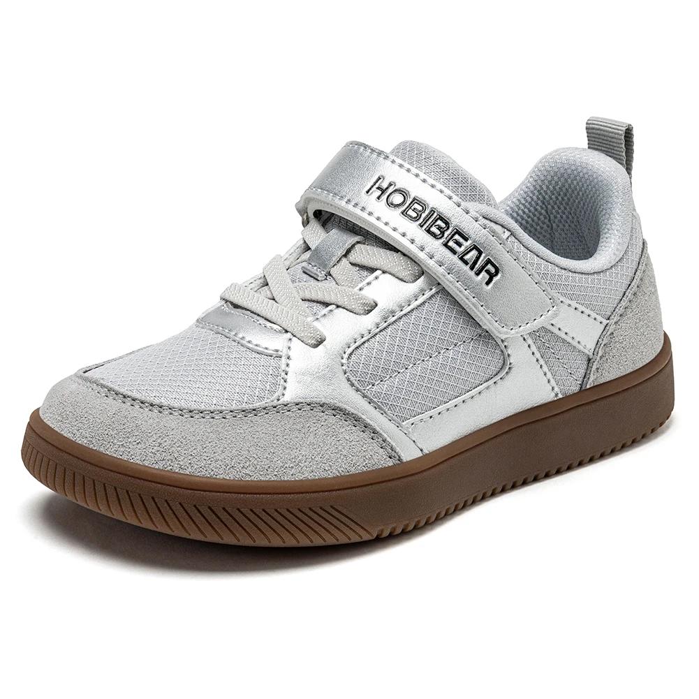 HOBIBEAR chaussures large largeur pour enfants pieds nus crochet boucle baskets minimaliste en cuir