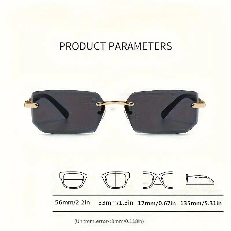 Lunettes de soleil rectangulaires sans monture pour hommes et femmes, nuances populaires, petites lu