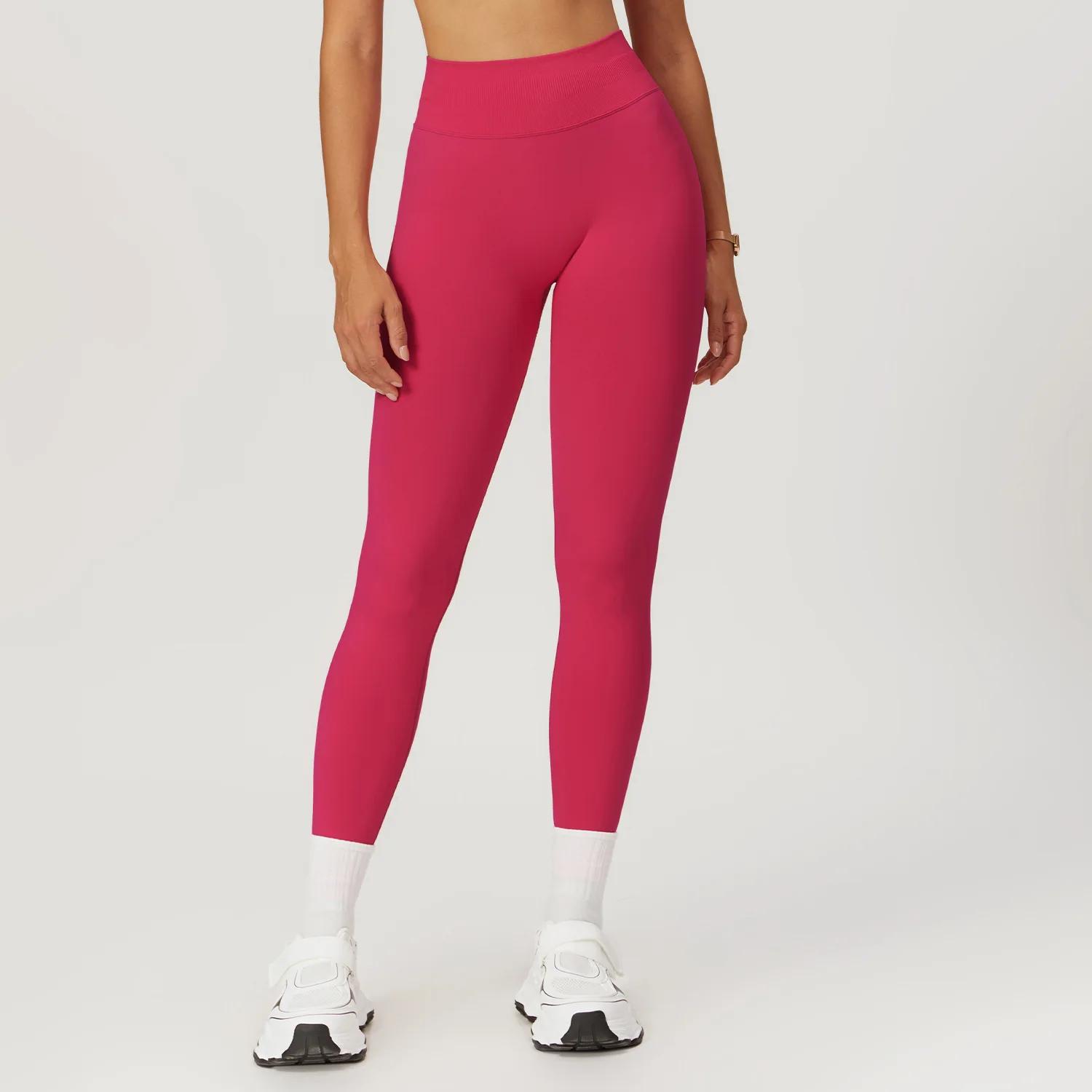 Leggings de Fitness sans couture femmes Sport taille haute élastique côtelé Yoga Leggings Gym Joggin
