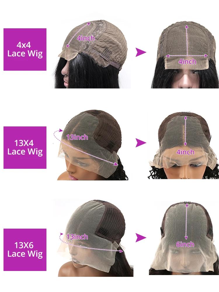 Perruque Lace Front Wig sans colle brésilienne naturelle-At, cheveux ondulés, 13x6, HD, deep water,