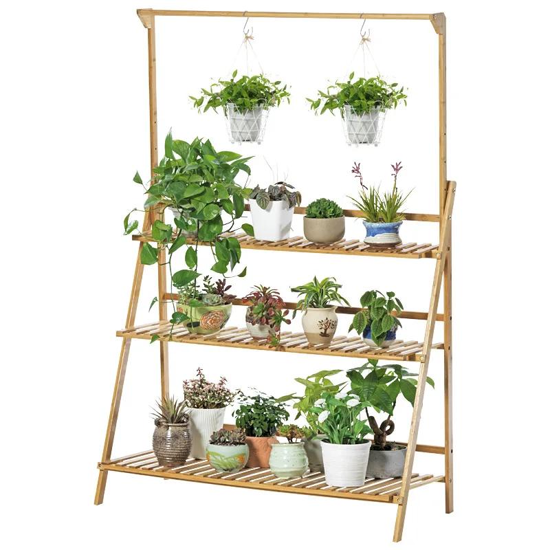 Jardinière suspendue en bois pliable, support pour plantes de balcon épaissi, étagère verticale à pl