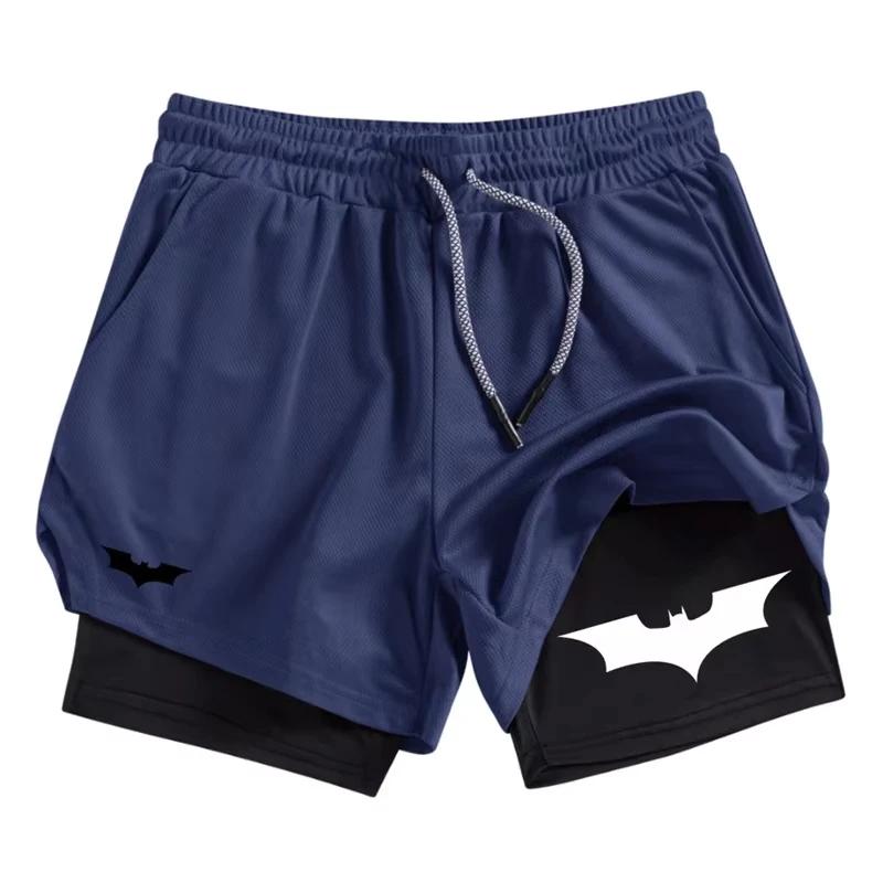 Short de performance 2 en 1 imprimé chauve-souris pour hommes - Respirant et à séchage rapide pour l'entraînement