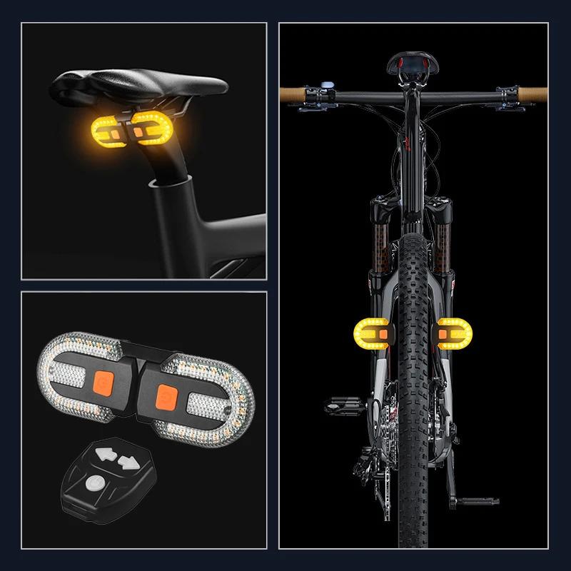 Clignotant de vélo feu arrière feux à distance LED Rechargeable USB lampe de vélo indicateurs sans f