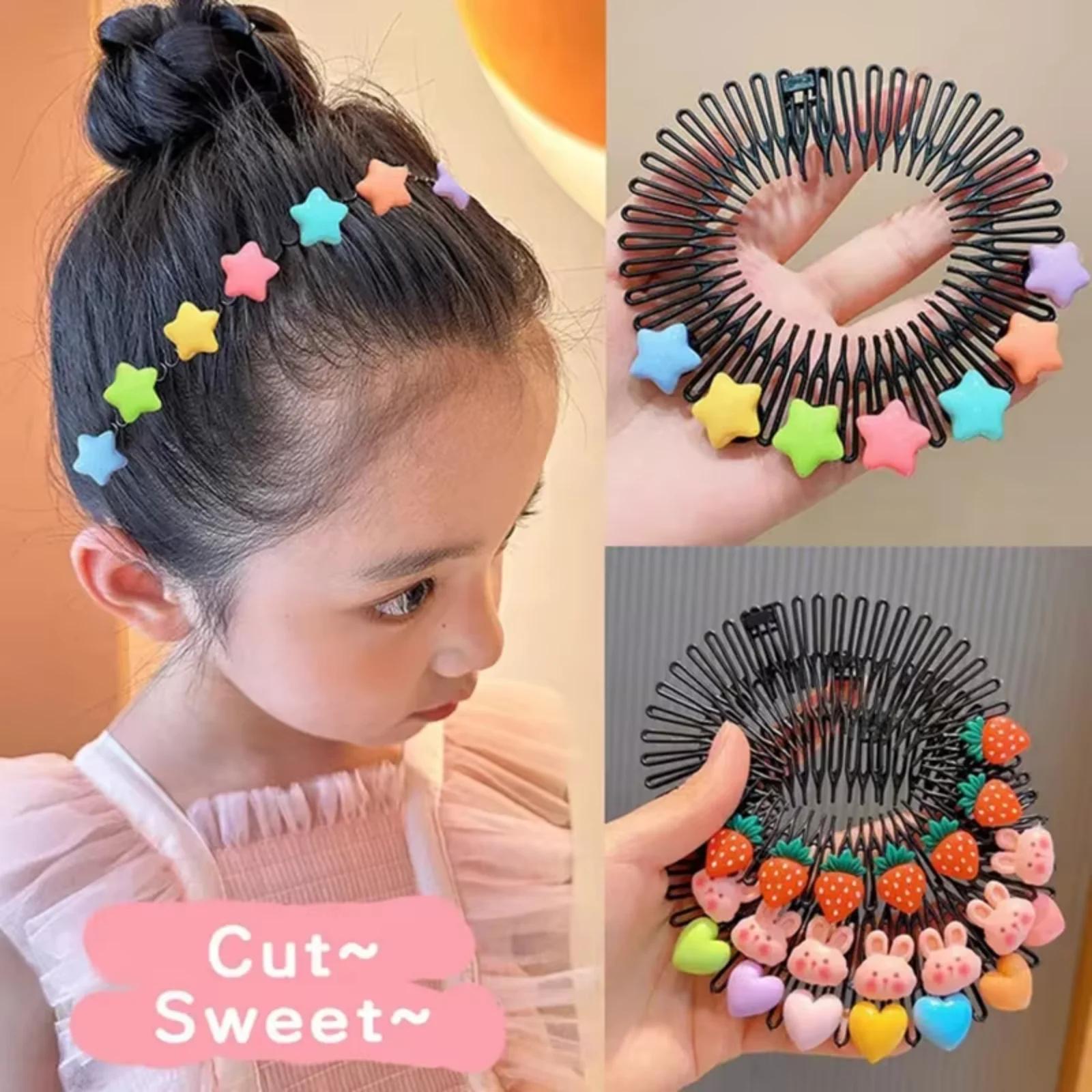 3 pièces d'accessoires pour cheveux pour filles, style Y2K, avec peignes étoiles colorés, bandeaux,