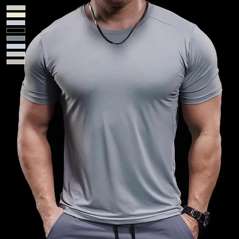 T-shirt à manches courtes pour homme, séchage rapide, haute élasticité, décontracté, course à pied,