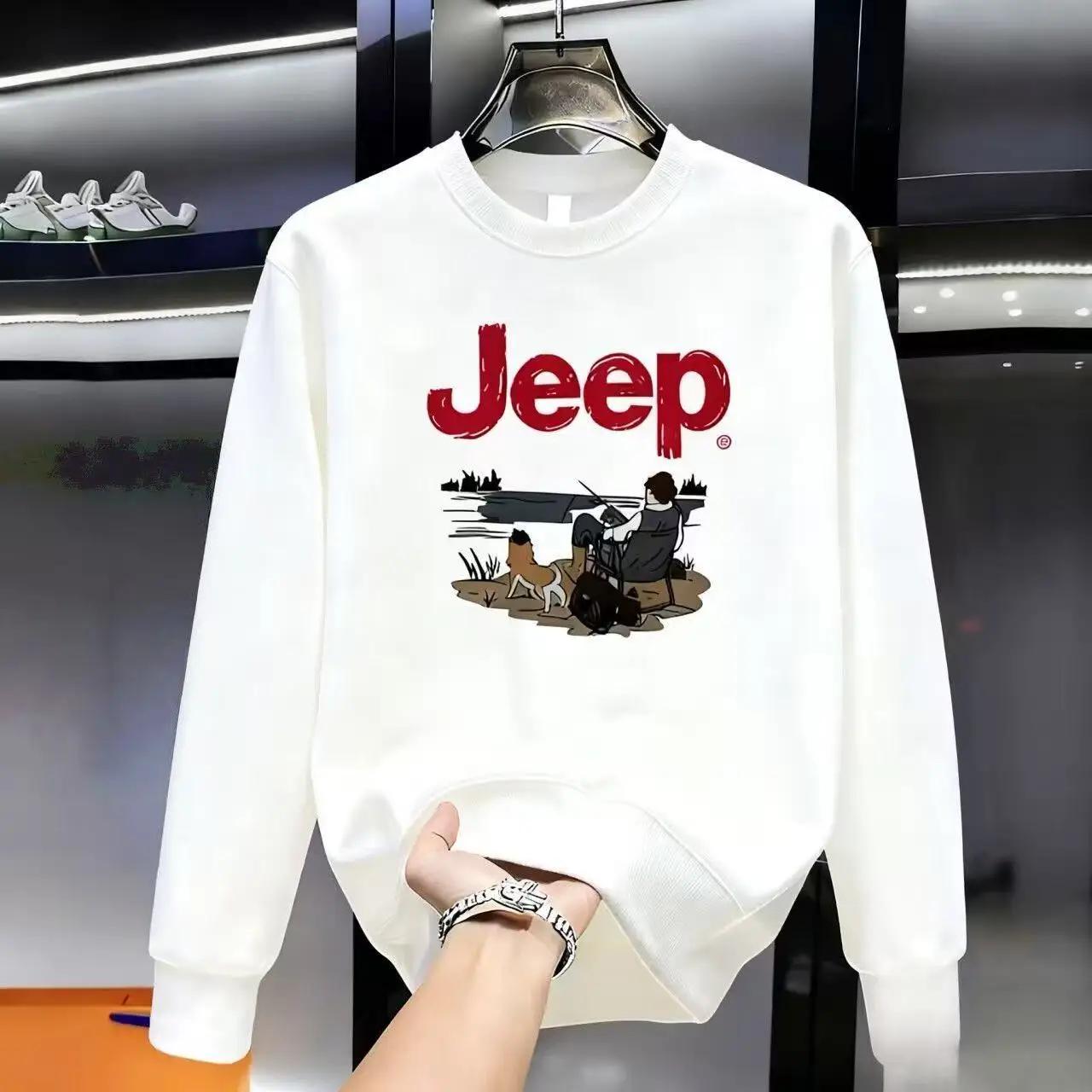 Sweat-shirt en coton pur à manches longues et col rond imprimé, décontracté et polyvalent pour homme