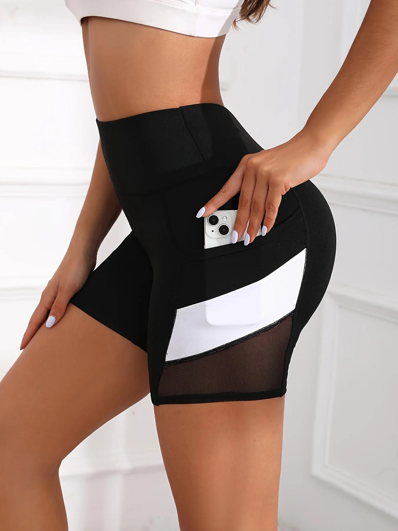 Short de yoga taille haute en maille pour femme avec poches - Confort et style pour vos séances d'exercice