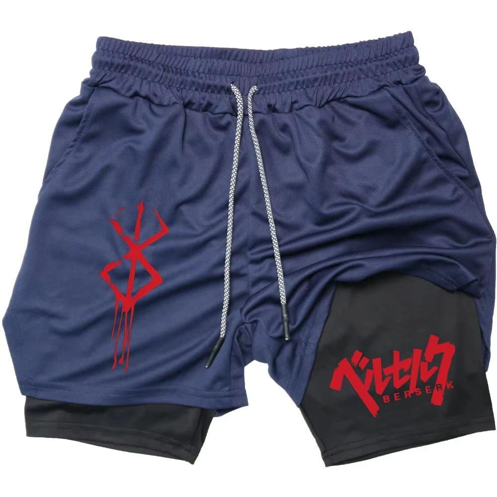 Anime Berserk Performance Shorts hommes 2 en 1 course Shorts de Compression entraînement Yoga vêteme