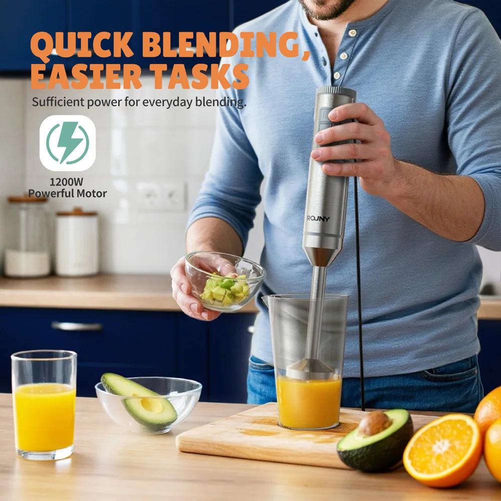 Mélangeur à Immersion puissant, mélangeur d'aliments pour bébés bâton en acier inoxydable 4 en 1, bé