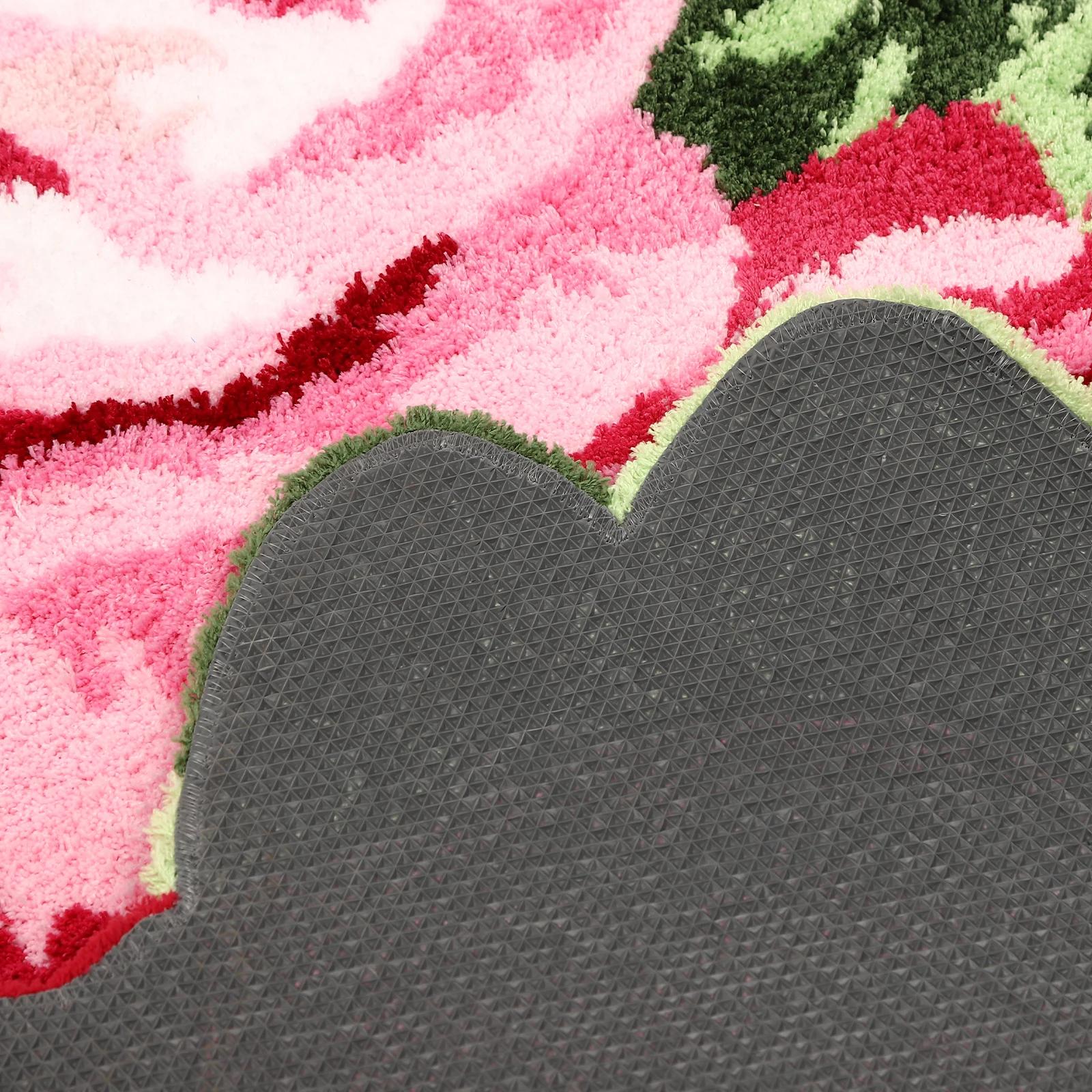 Tapis en peluche lavable de style moderne, 4 couleurs, fleur lea polymères, anti-ald, polymère de so