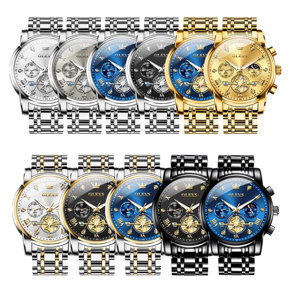 OLEVS 2856 montres pour hommes classique multifonctionnel Fltwheel chronographe Original montre-brac
