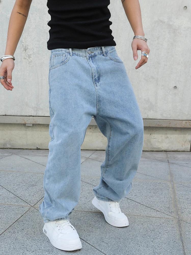 Jean Baggy à Jambes Larges pour Homme, Pantalon Surdimensionné, Droit, en Denim, Décontracté, Couleu