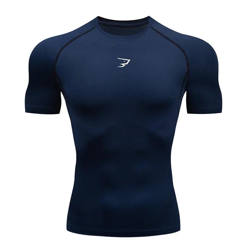 Hommes course Compression T-shirt à manches courtes Sport t-shirts Gym Fitness Sportshirts mâle Jogg