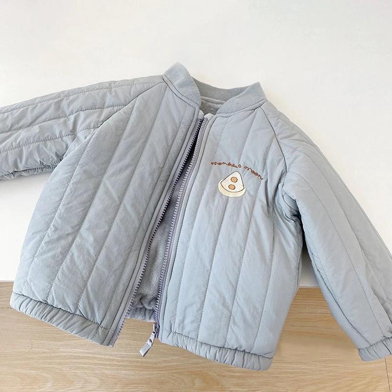 Vestes de printemps et d'automne pour bébés garçons et filles, manteaux en coton polaire brodé à man