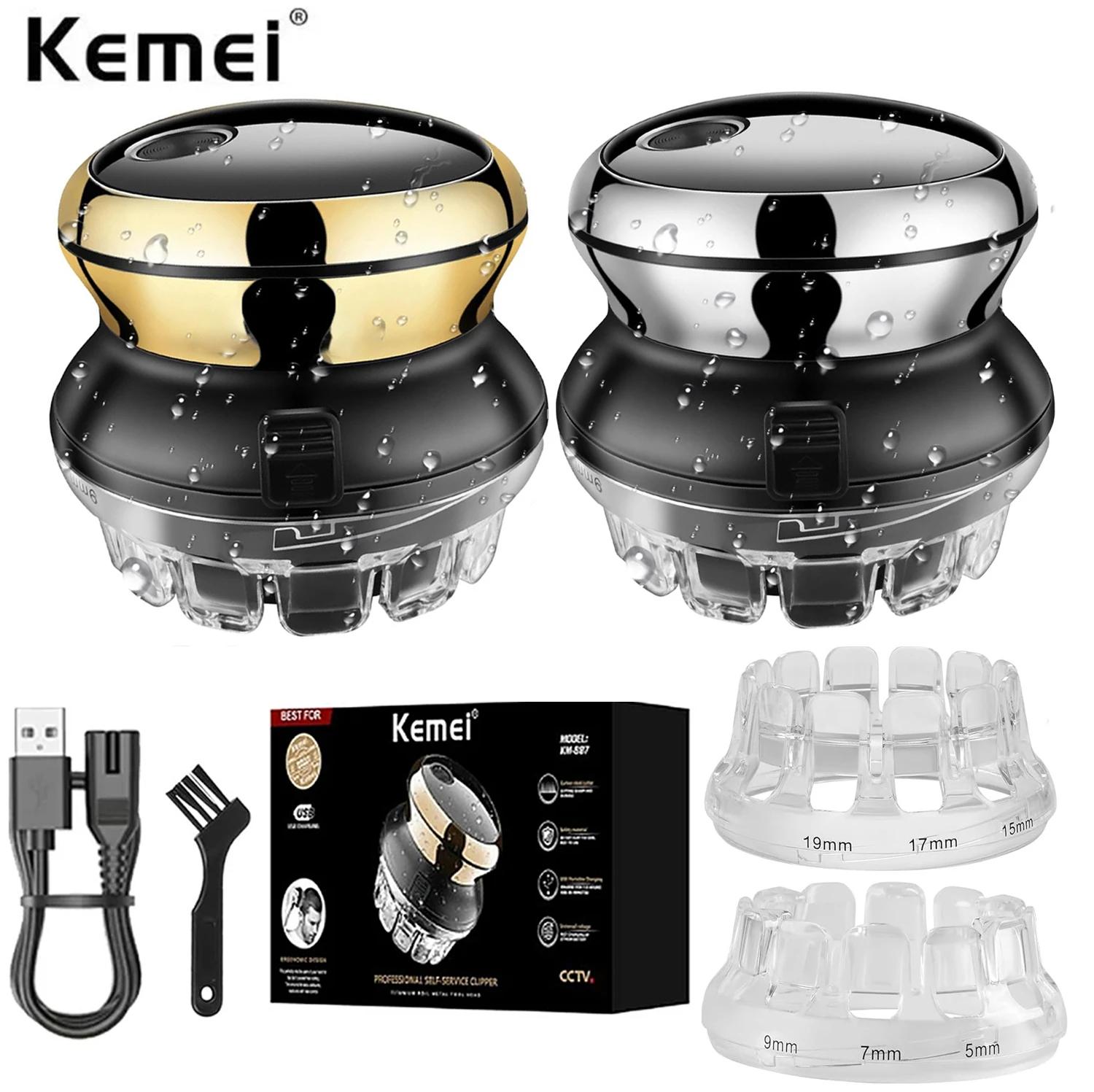 Kemei 887 UFO électrique même coupe tondeuse à cheveux rotative pour hommes kit de raccourci lavable