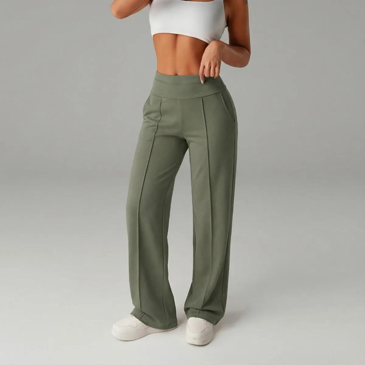 STOUREG Pantalon de yoga taille haute pour femme, pantalon d'entraînement ample à jambes larges avec