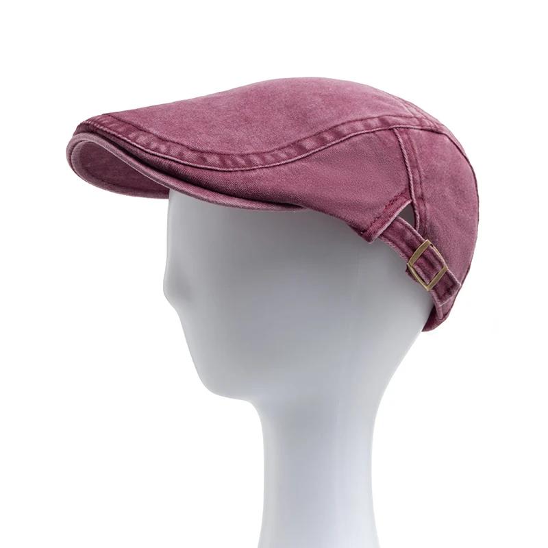 Béret Vintage en coton pour hommes et femmes, casquette à visière plate, décontractée, automne, rétr