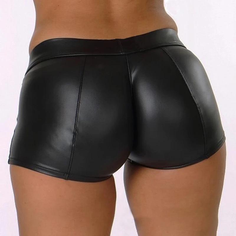 Short en cuir femmes taille haute moulante Push Up noir court Joggers sport Fitness femmes Sexy minc
