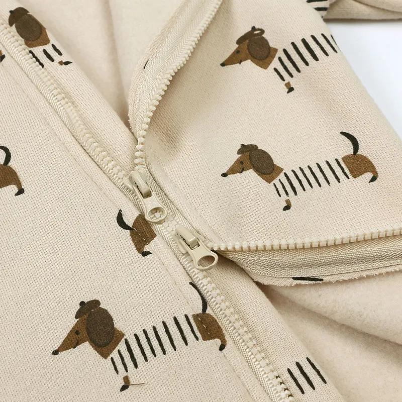 Barboteuse à manches longues avec fermeture éclair pour nouveau-né, vêtements pour bébés, imprimé de