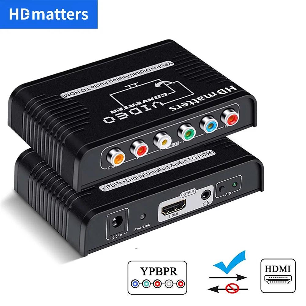 5 composants RCA Ypbpr vers HDMI, convertisseur vidéo vers HDMI, adaptateur de convertisseur audio v