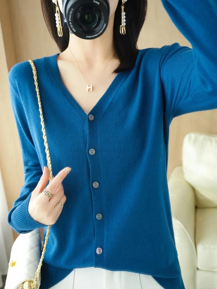 Début de l'automne nouveau Andy cachemire tricot Cardigan col en v couleur unie mode haute qualité c