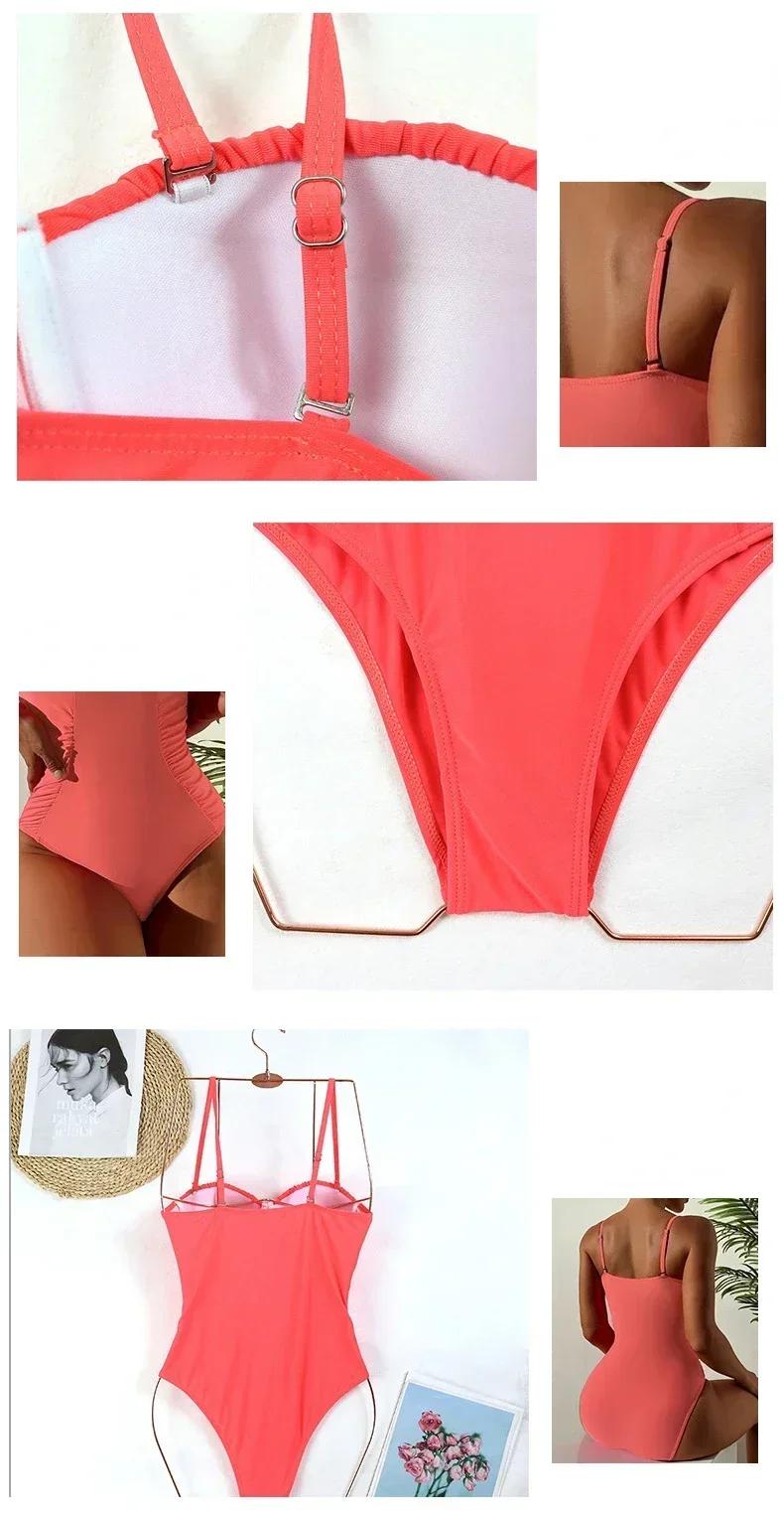 Maillot de bain une pièce sexy push-up plissé uni pour femme 2026 – Nouvelle collection Maio Feminin