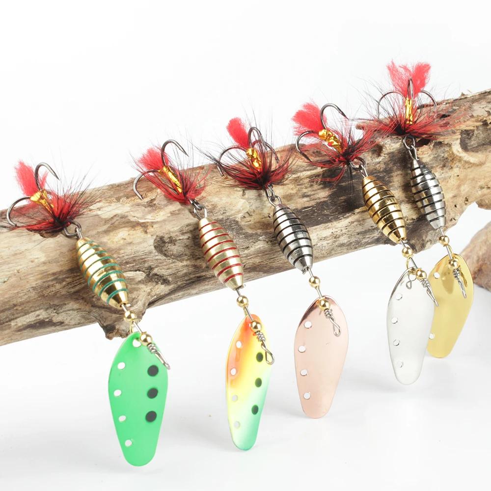 FISH KING Spinner appât 6g 12g 16g rotatif Spinners cuillère leurre brochet métal avec plume triple