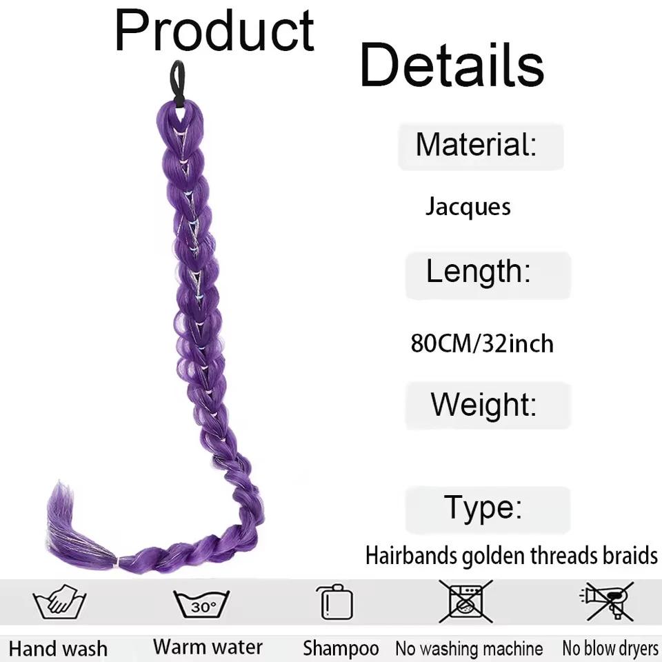 Perruque tressée violette synthétique extra longue de 32 po | Métallique chatoyant | Postiche de