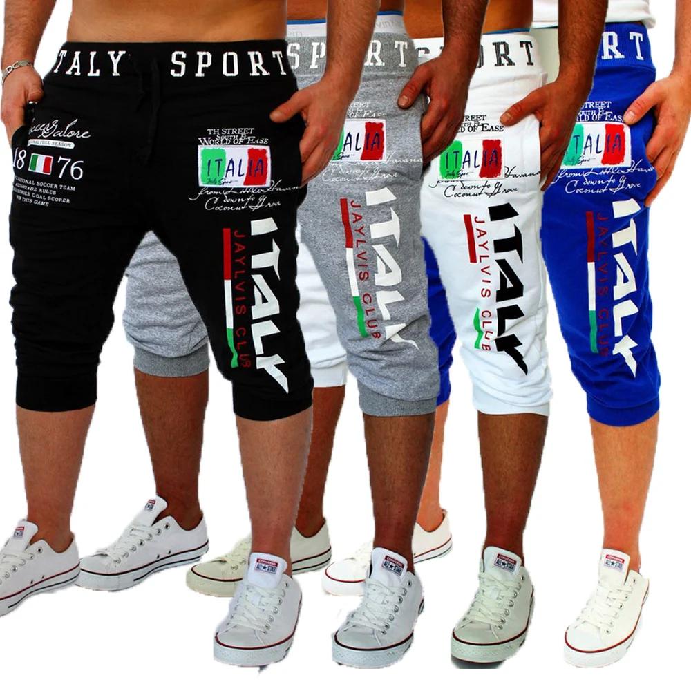 Pantalon Capri pour hommes, short de sport, short de survêtement avec cordon de serrage imprimé lett