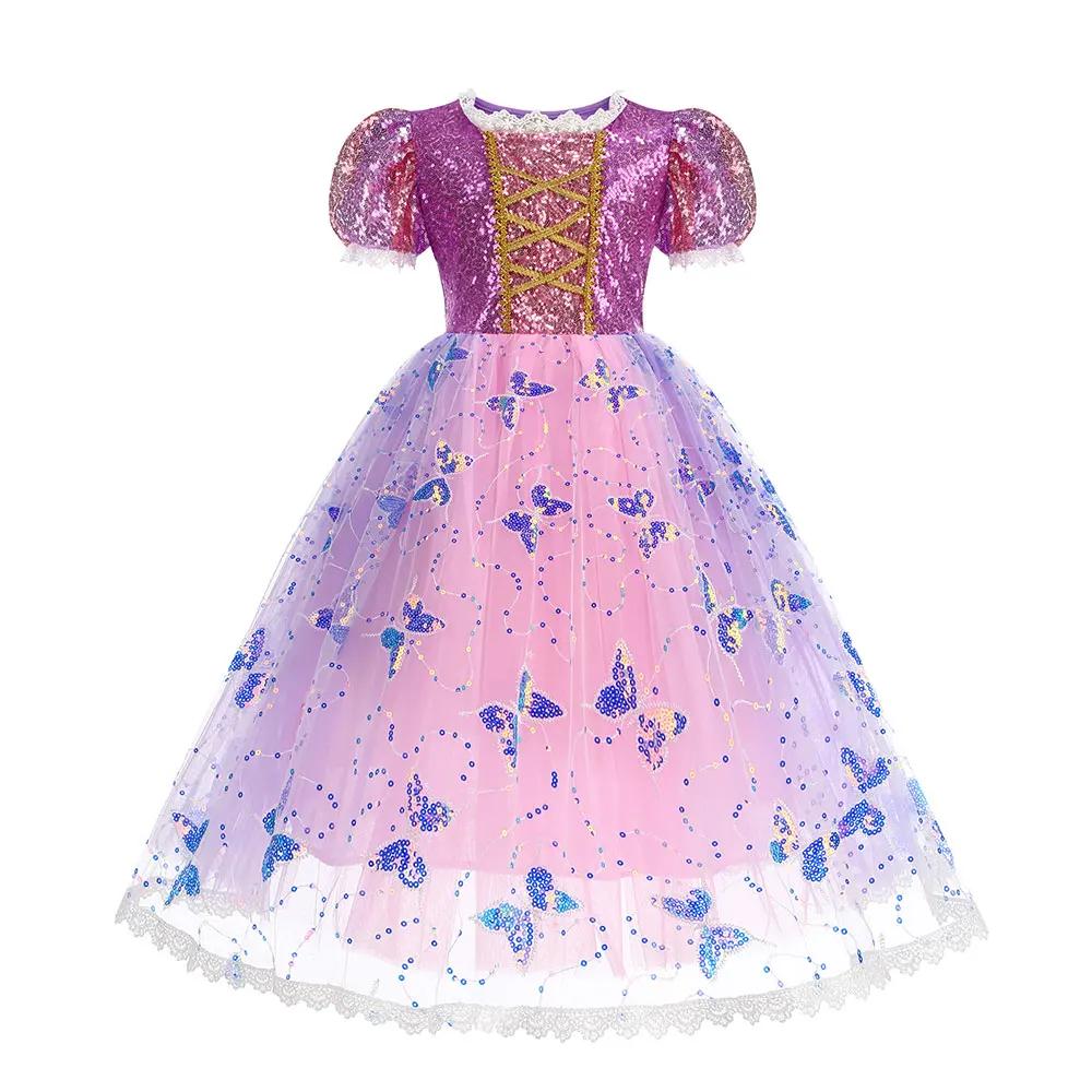 Robe de princesse Rapunzel lumineuse 2026 pour fille, robe de bal LED, robe de Noël lumineuse, robe