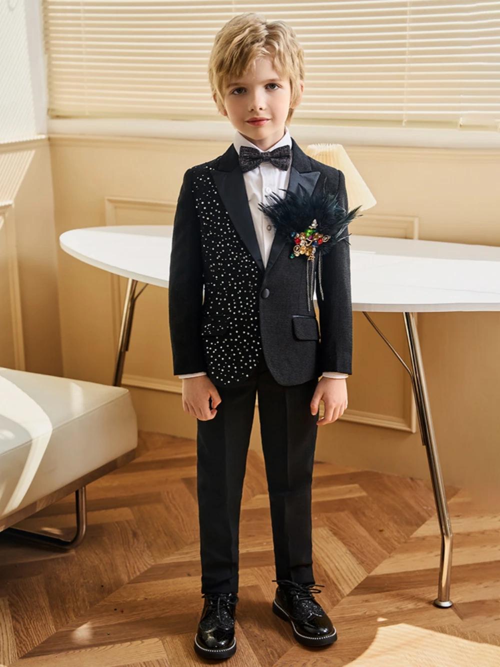 Txjojn – costumes 3 pièces en perles pour garçons, veste et pantalon avec nœud papillon, vêtements d