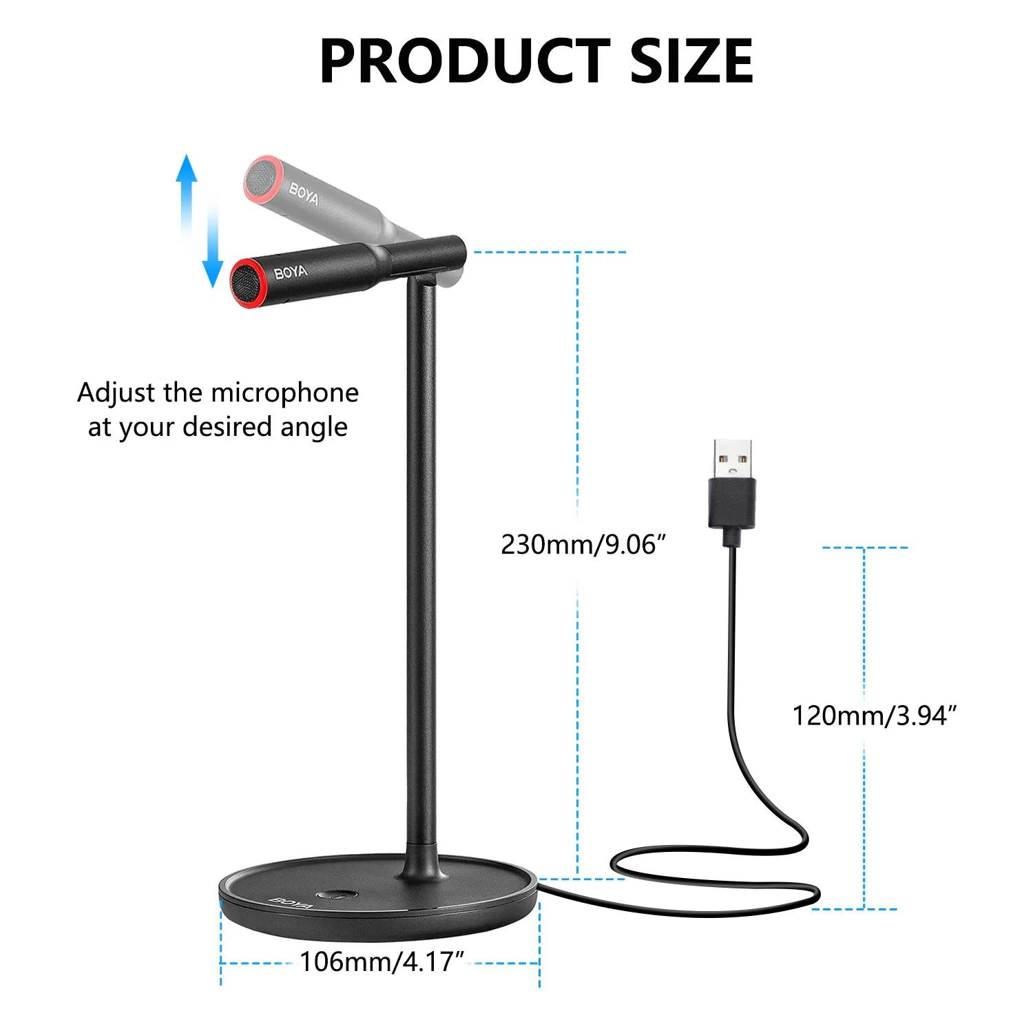 BOYA BY-CM1 Microphone USB de bureau à condensateur pour fenêtre PC Mac ordinateur portable enregist