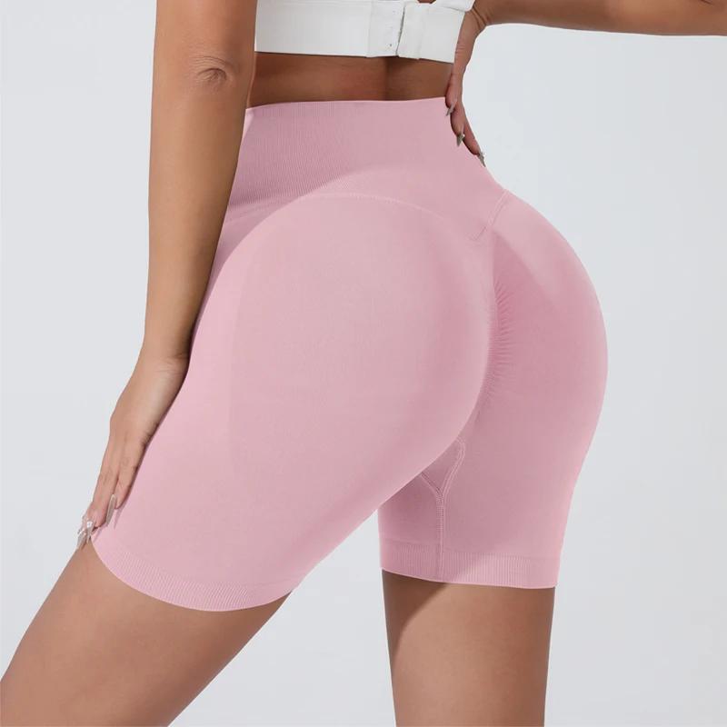 Short de yoga respirant taille haute femme - Collants courts pour course, cyclisme et entraînement sportif