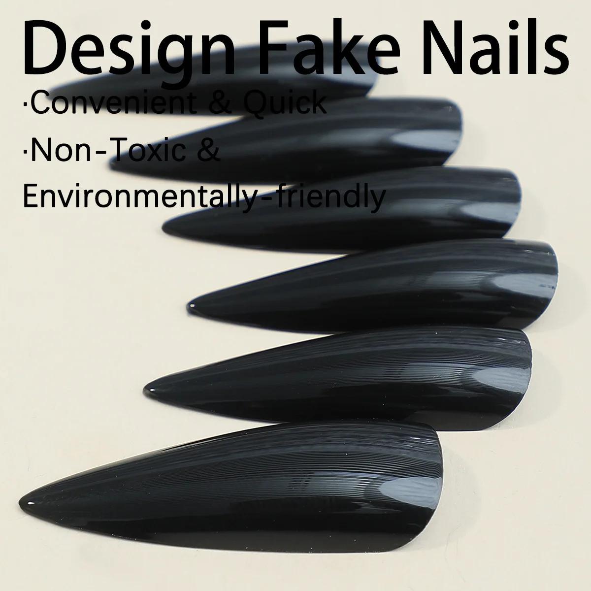 Transformez vos ongles avec 24 pièces Extra Long Stiletto Style français moderne classique Simple no