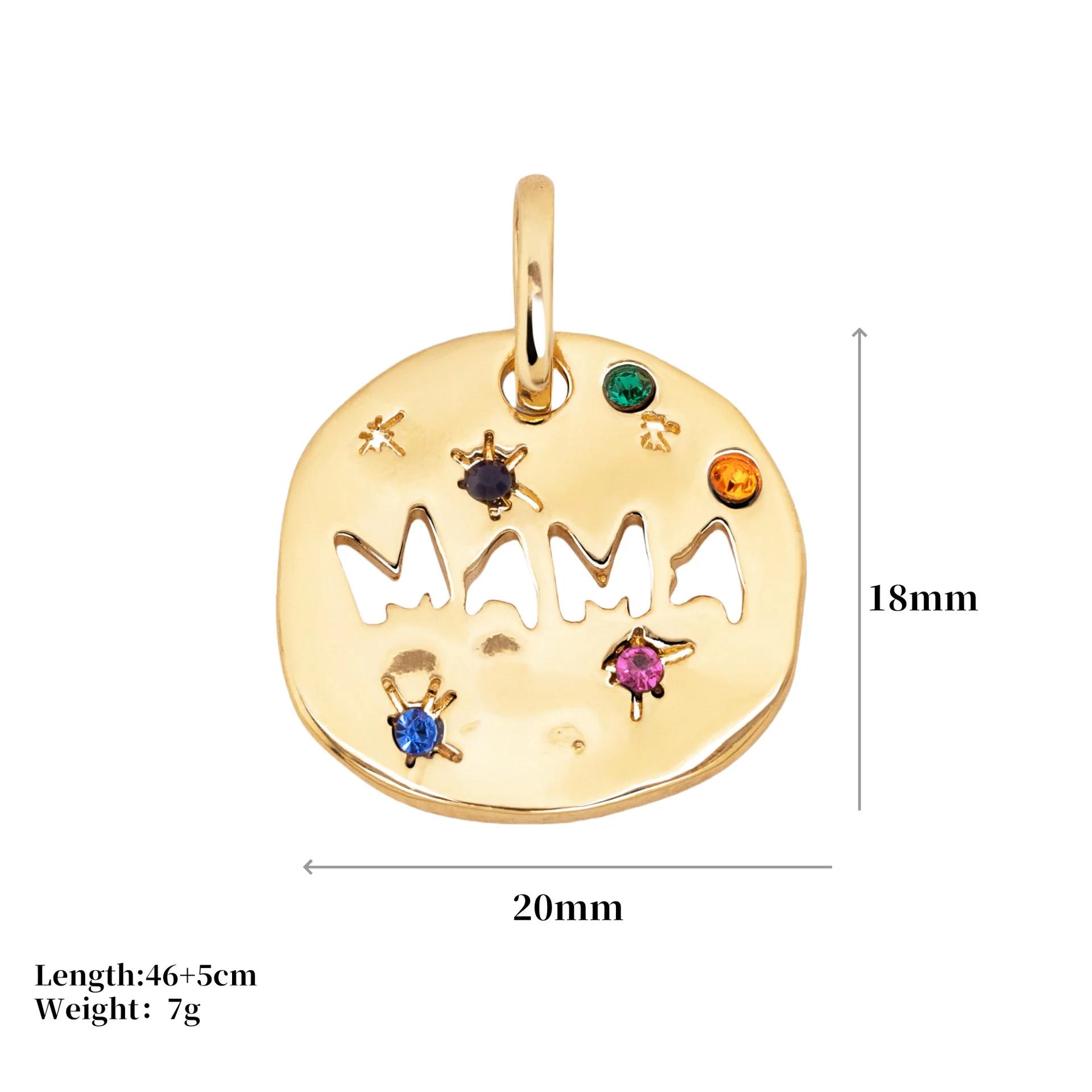 Collier pendentif MAMA pour maman grand-mère, pendentif tarot d'ange gardien rond irrégulier en acie