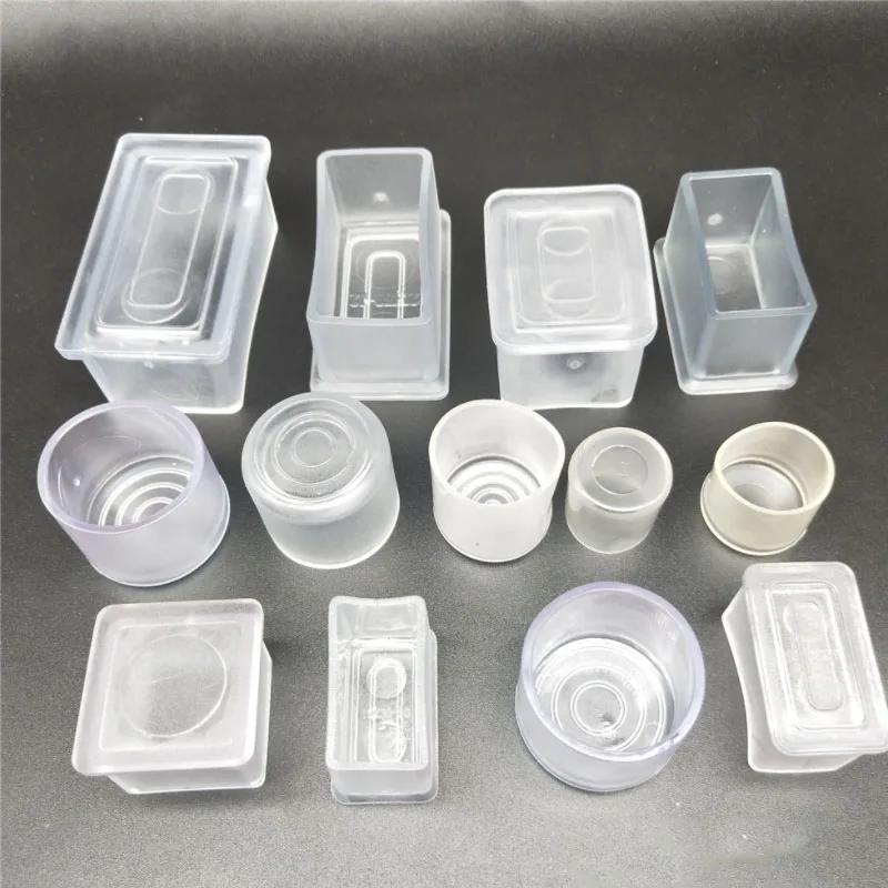 Capuchons de pieds de meubles carrés transparents, protecteurs de sol en bois contre les rayures, no