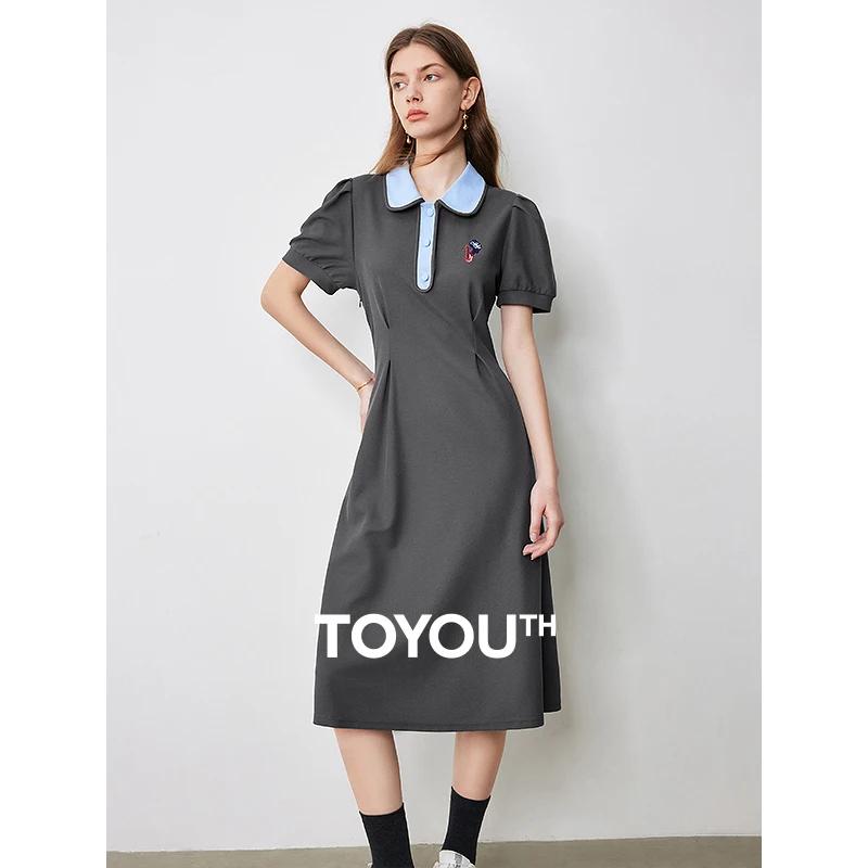 Robe de style académique pour femmes, jupe polo mi-longue, été, nouveau, 2024