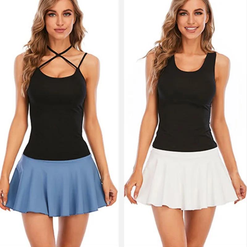 Jupes de Tennis à poches cachées pour femmes, jupe plissée de sport, de Golf, couleur bonbon, short