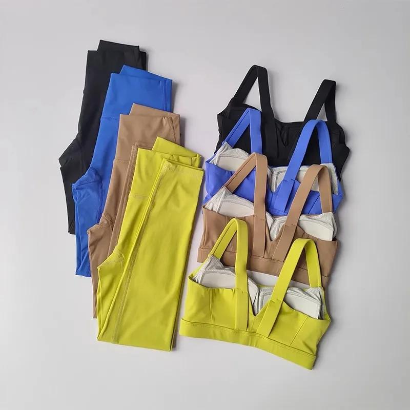 Soutien-gorge de yoga sans coutures femme - Ensemble sportif avec leggings taille haute fitness