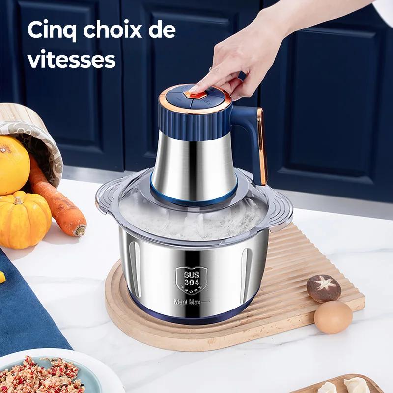 Hachoirs à viande électriques 5L, broyeur alimentaire en acier inoxydable 304, trancheur de légumes