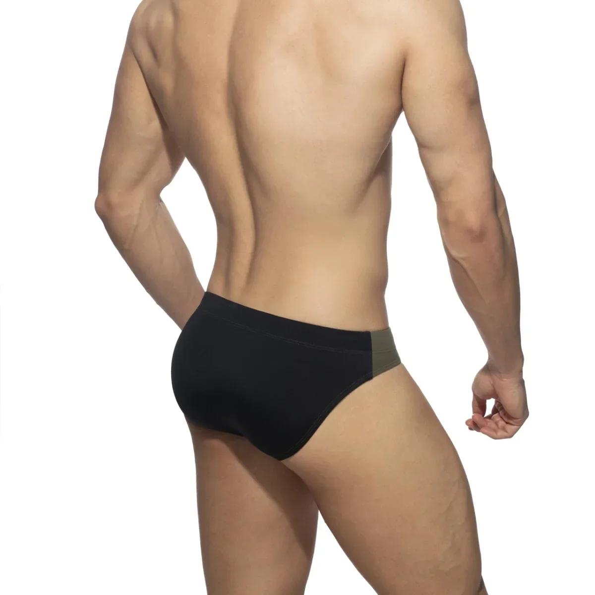 Maillot de bain bicolore pour homme, bikini sexy, culotte de plage, taille basse avec coussin parfai