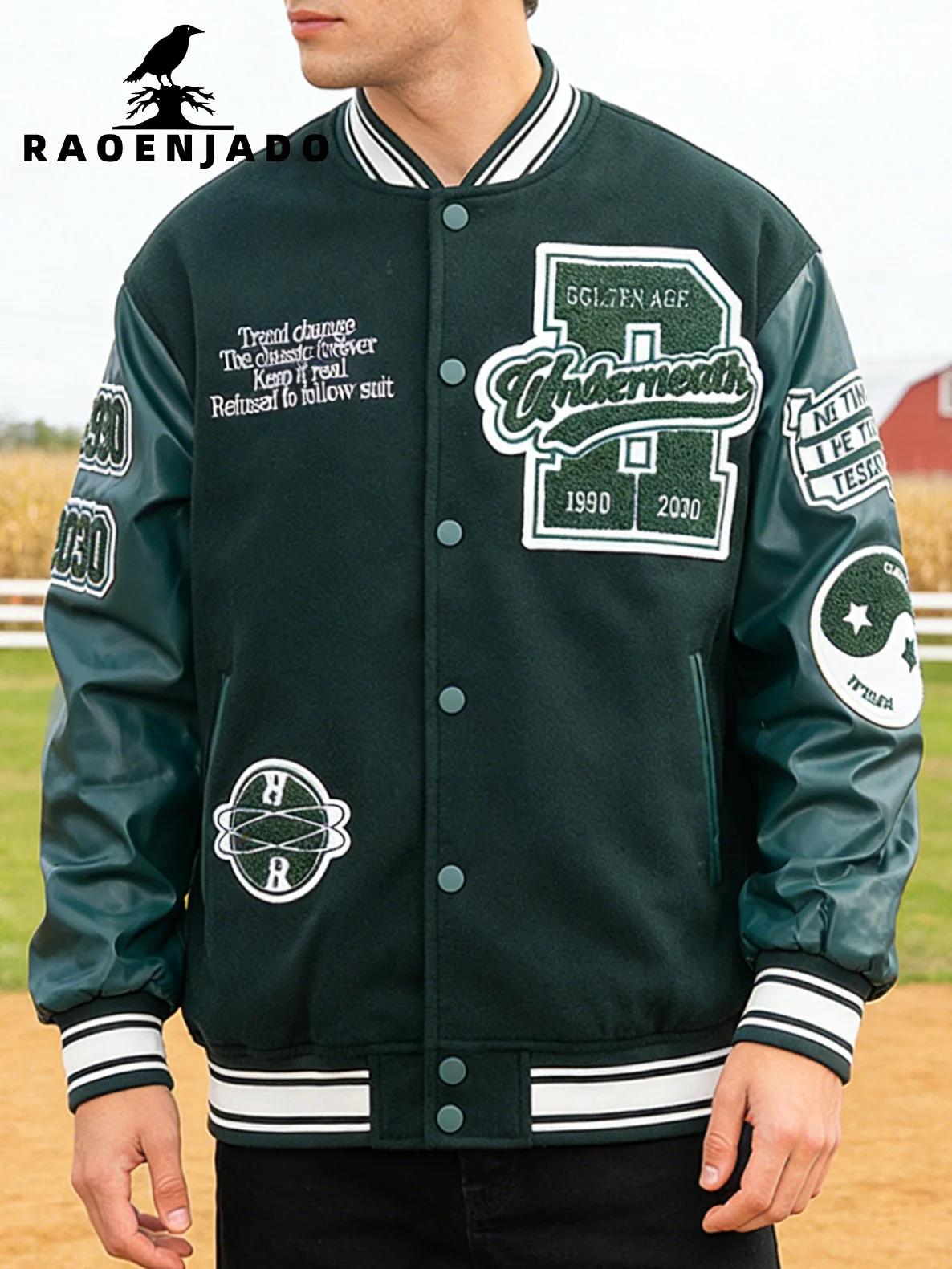 Veste de baseball pour homme, taille plus, veste bomber, manches en simili cuir, printemps/automne,