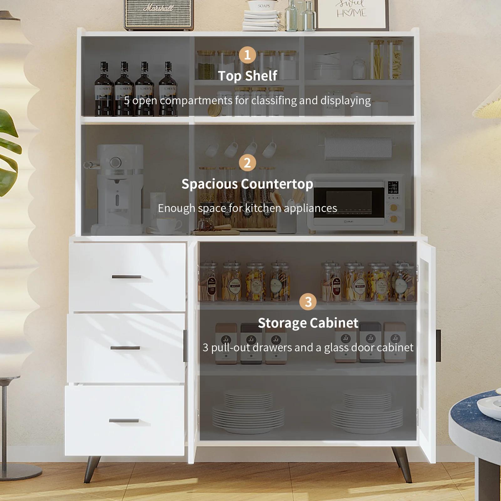 VOWNER-Armoire de rangement pour clapier de cuisine, garde-manger de cuisine autoportant avec portes