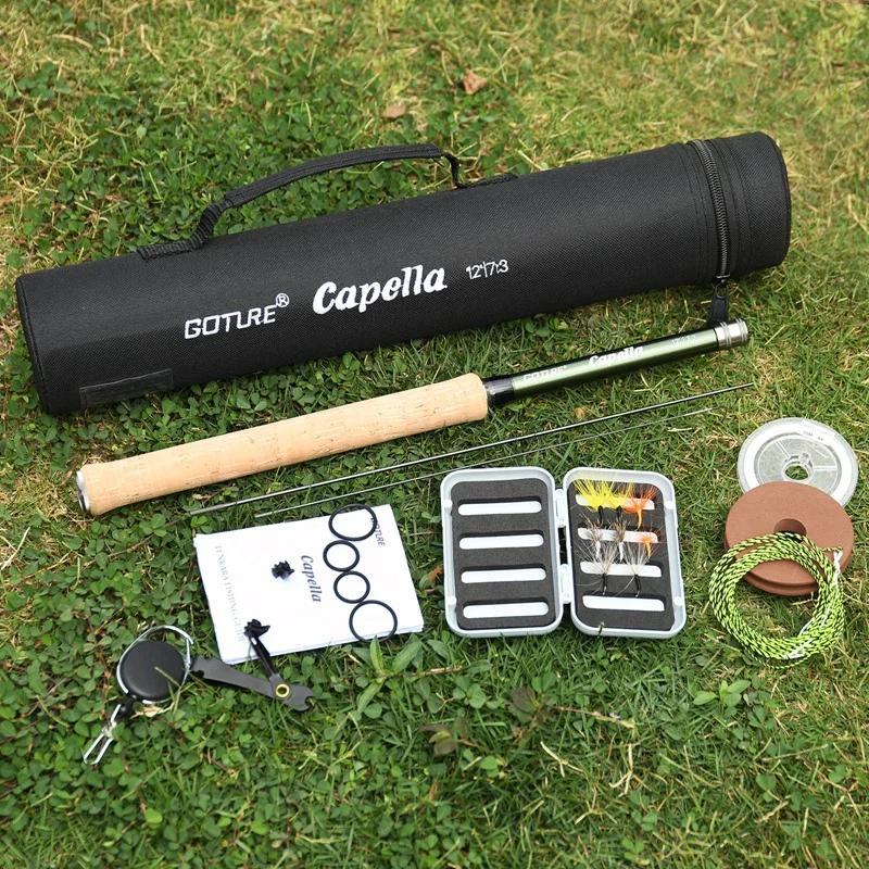Goture Portable 12FT 3.6M Kit de canne à pêche à la mouche télescopique avec sac de Tube de transpor