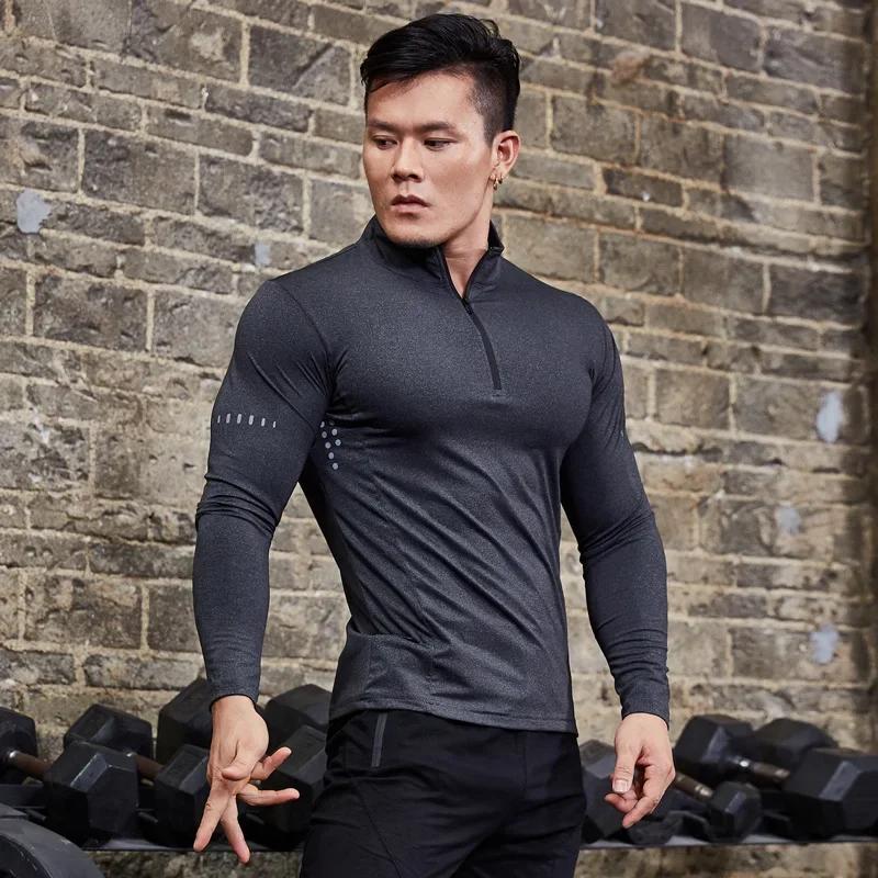 Grande taille hommes Compression Sport T-Shirt haut à manches longues gymnase course vêtements Fitne